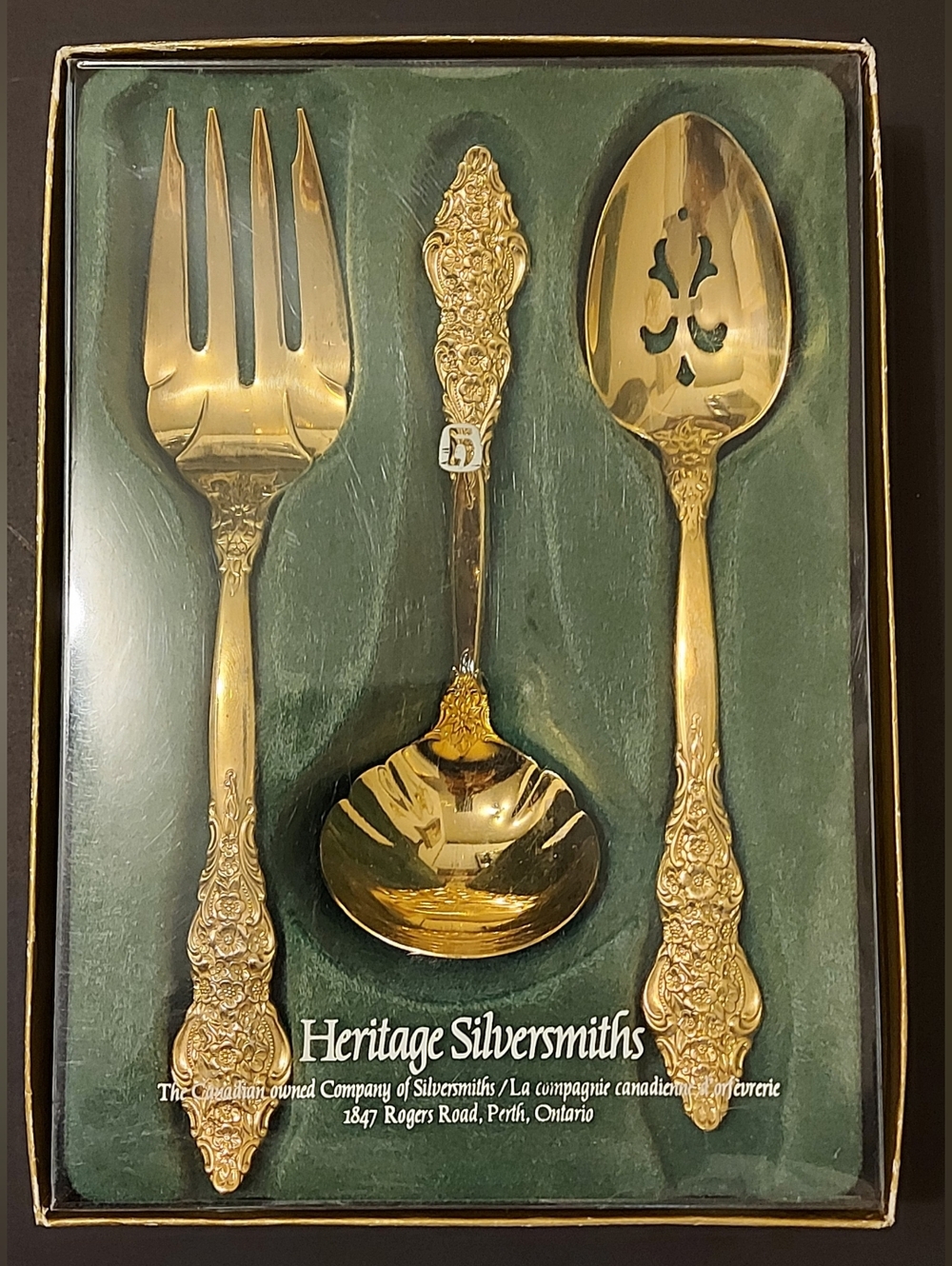 Vintage 1847 Rogers Bros Goldplate 3-Piece Hostess Serving Set - NEW IN BOX